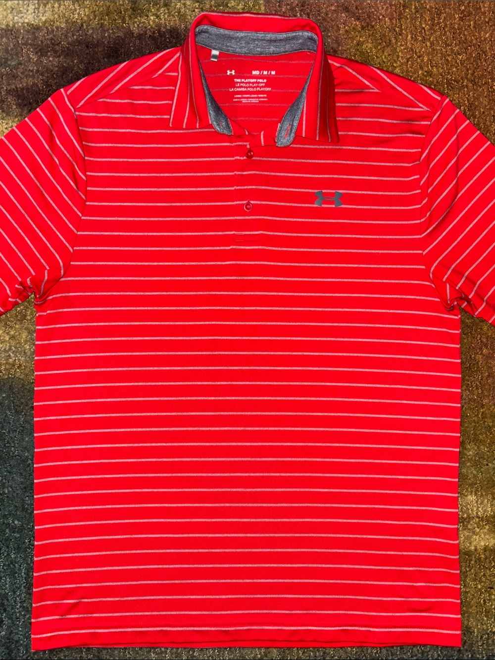 Under Armour Men’s Red & White Striped Polo